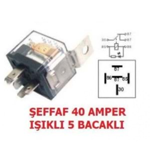ROLE ŞEFFAF MİNİ RÖLE 5 UÇLU 40 AMPER 12V.